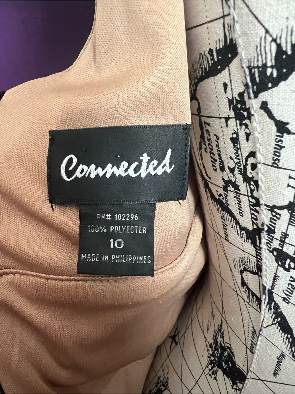 connected apparel Beige Lined Black Lace Waist Dress - Picture 9 of 9
